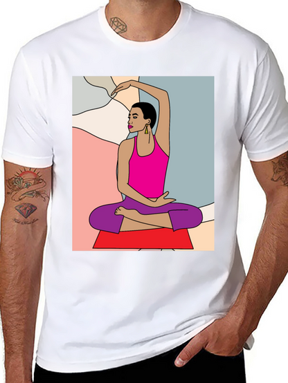Yoga Art Graphic Tee - Black Cotton Blend