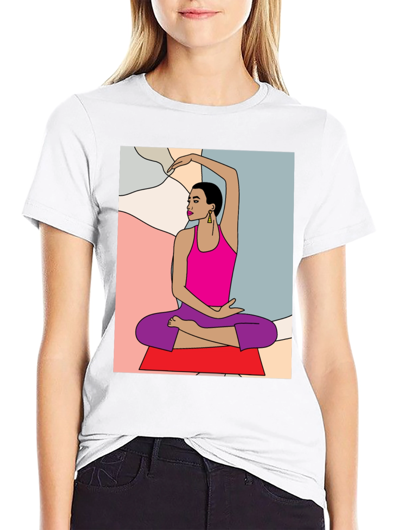 Yoga Art Graphic Tee - Black Cotton Blend