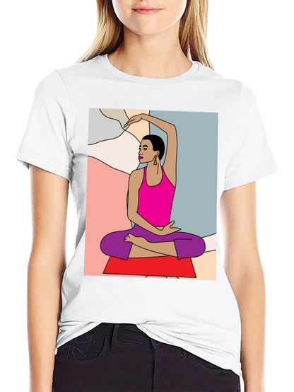 Yoga Art Graphic Tee - Black Cotton Blend
