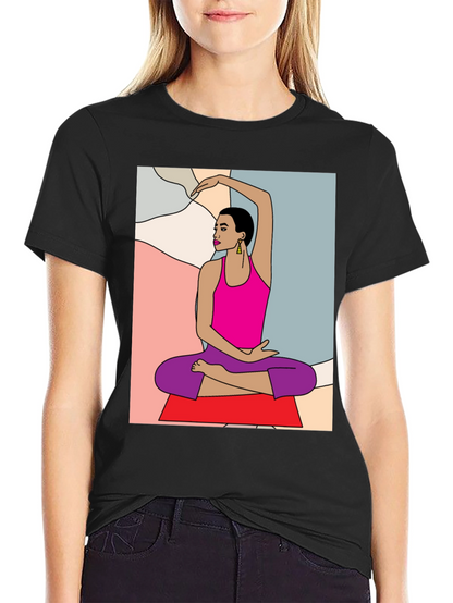 Yoga Art Graphic Tee - Black Cotton Blend