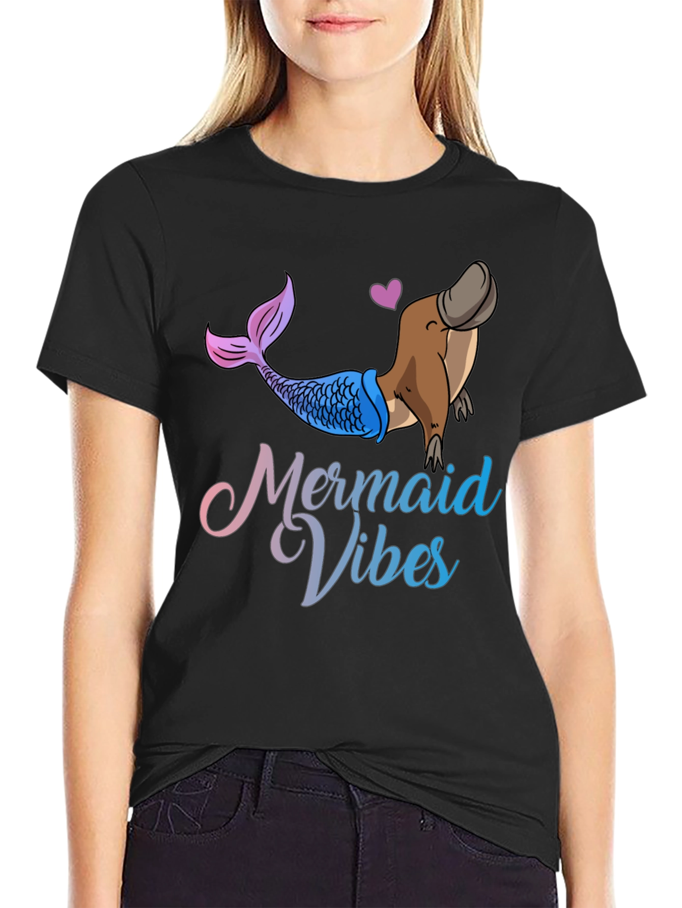 Mermaid Vibes Platypus Graphic T-Shirt