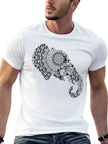 Elephant Mandala Graphic Black T-Shirt