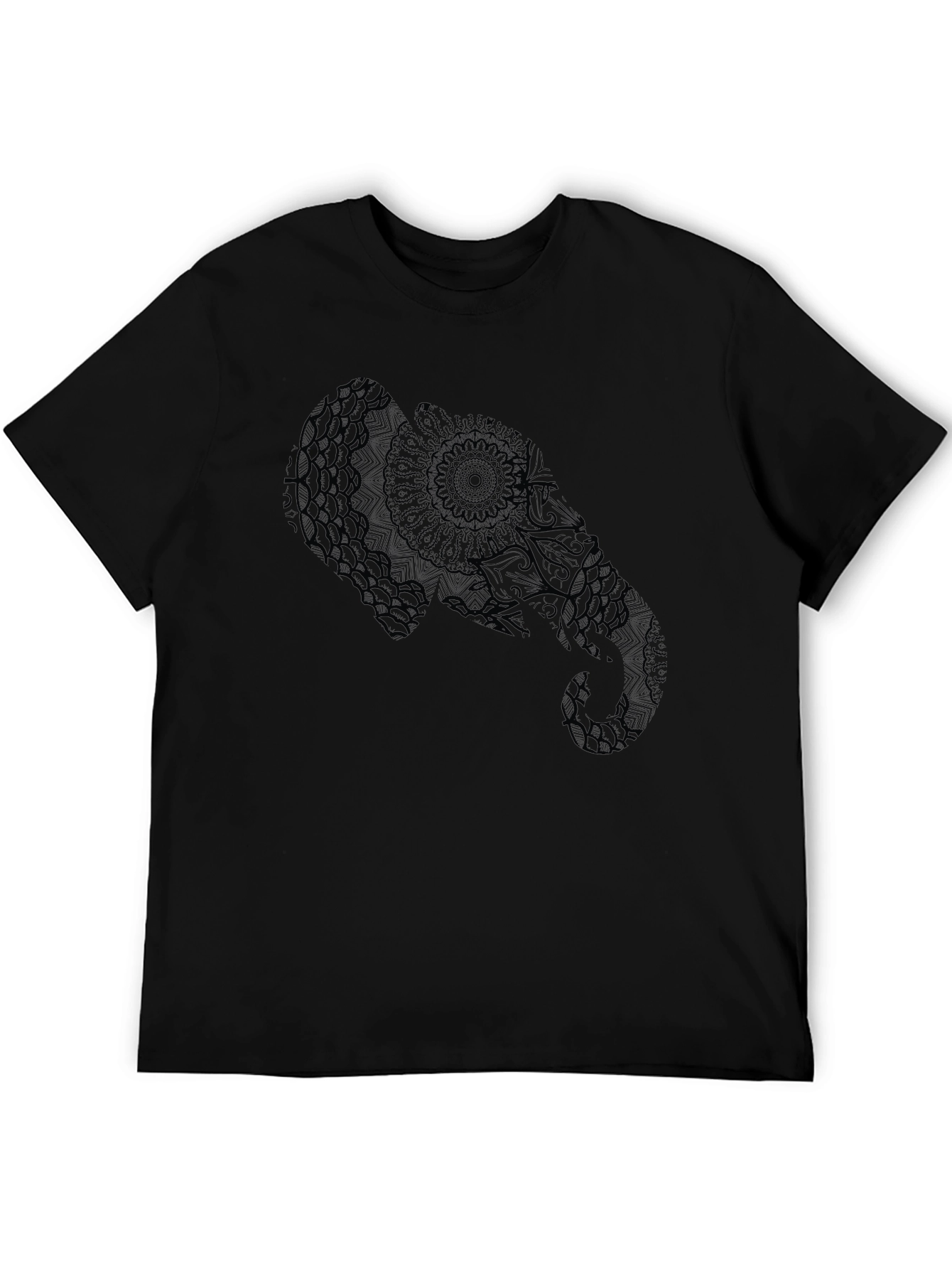 Elephant Mandala Graphic Black T-Shirt