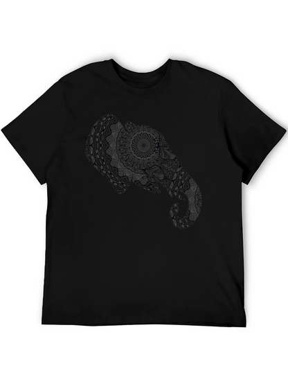 Elephant Mandala Graphic Black T-Shirt