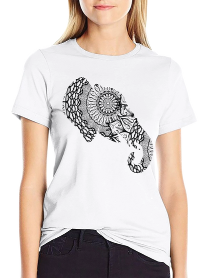 Elephant Mandala Graphic Black T-Shirt