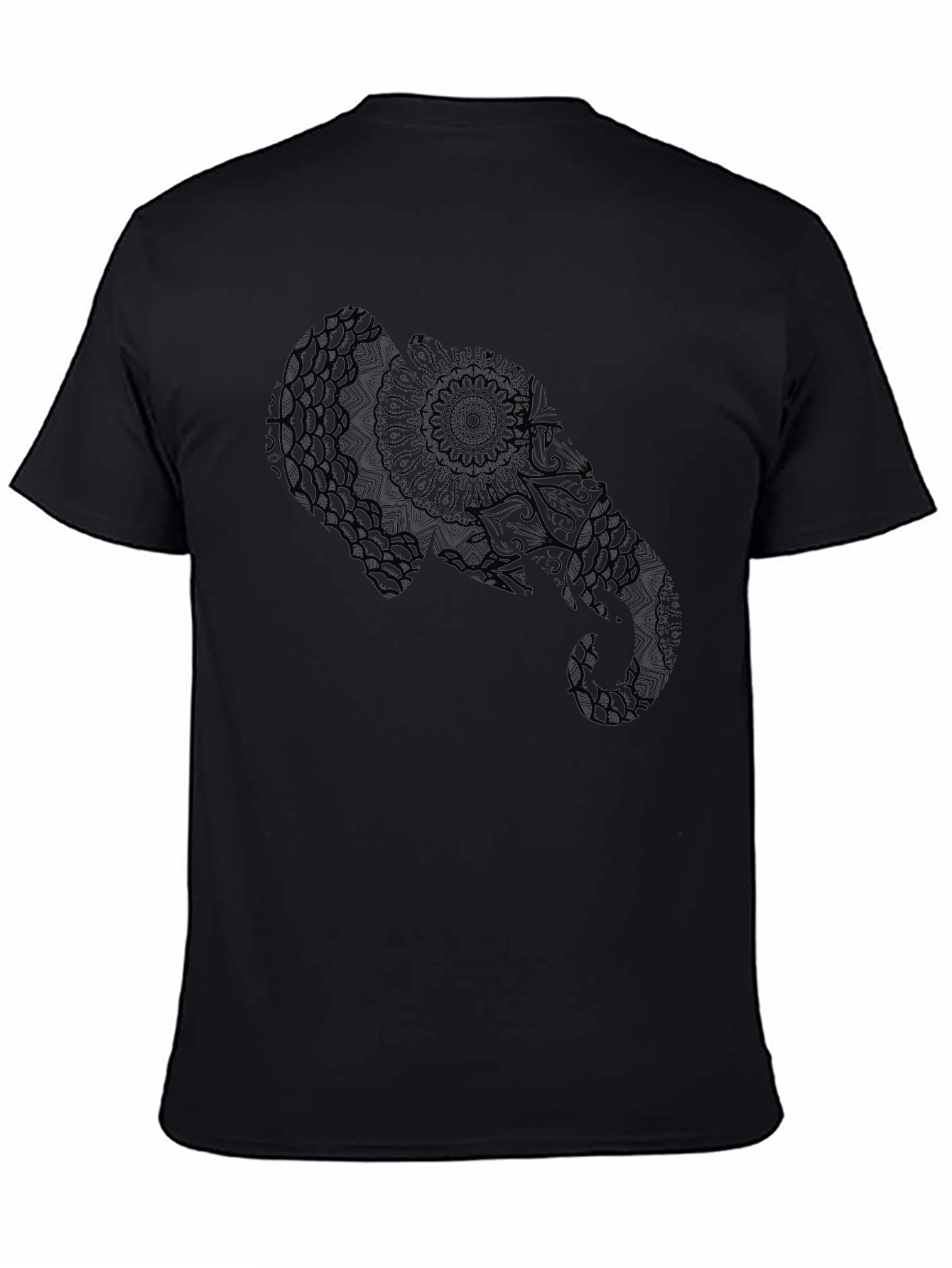 Elephant Mandala Graphic Black T-Shirt
