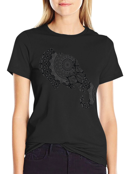 Elephant Mandala Graphic Black T-Shirt