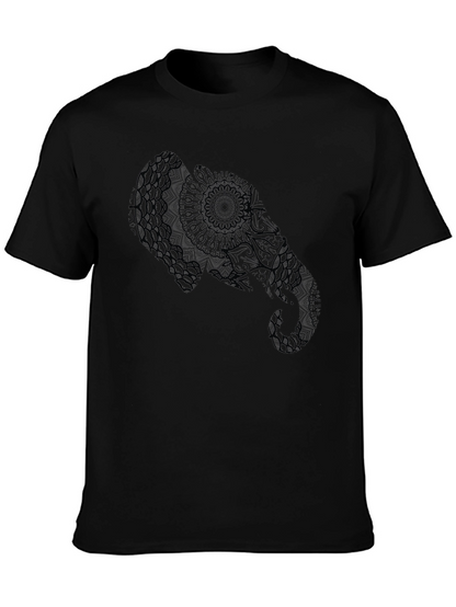 Elephant Mandala Graphic Black T-Shirt
