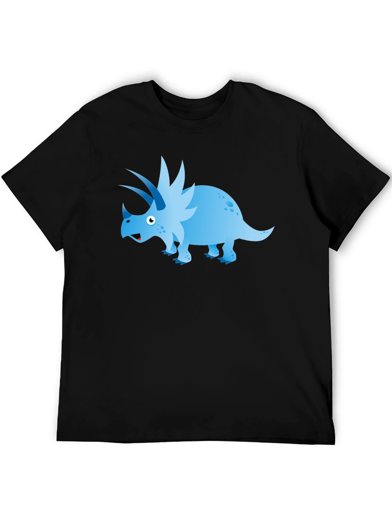 Cartoon Triceratops Graphic Tee - Black
