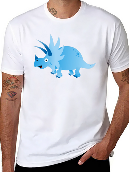 Cartoon Triceratops Graphic Tee - Black