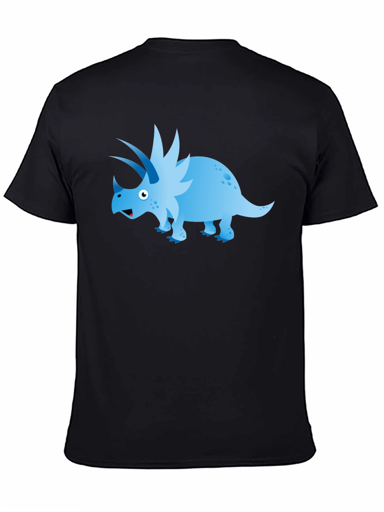 Cartoon Triceratops Graphic Tee - Black