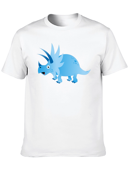 Cartoon Triceratops Graphic Tee - Black