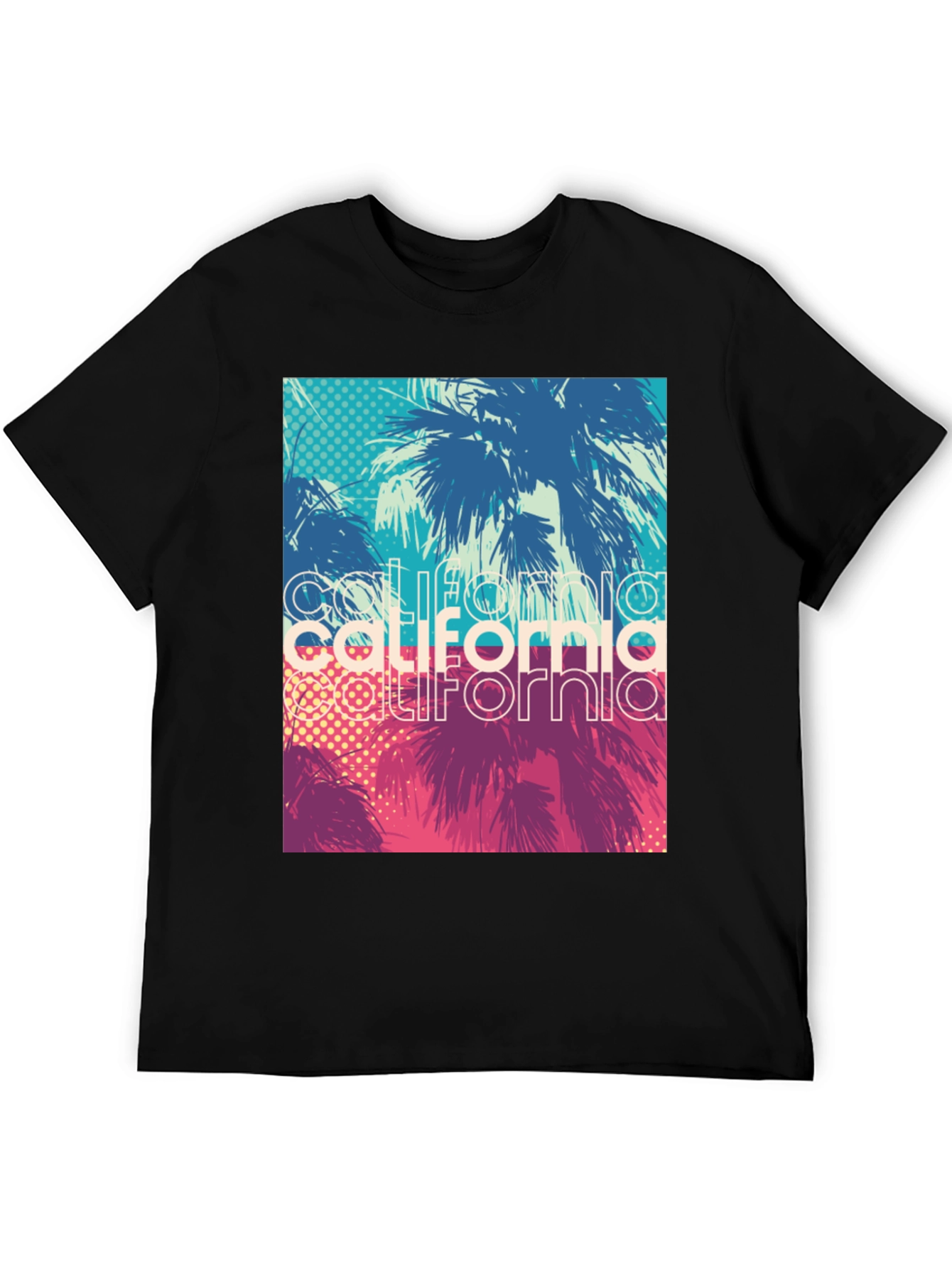 California Palms Graphic Tee - Black Cotton T-Shirt