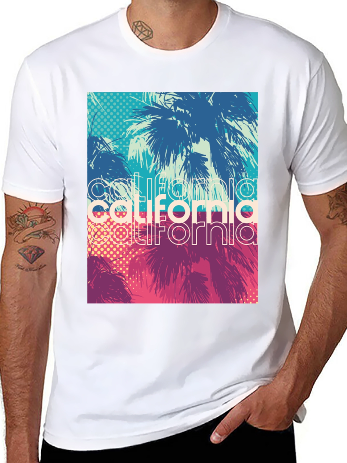 California Palms Graphic Tee - Black Cotton T-Shirt