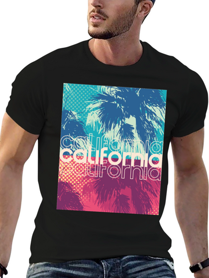 California Palms Graphic Tee - Black Cotton T-Shirt