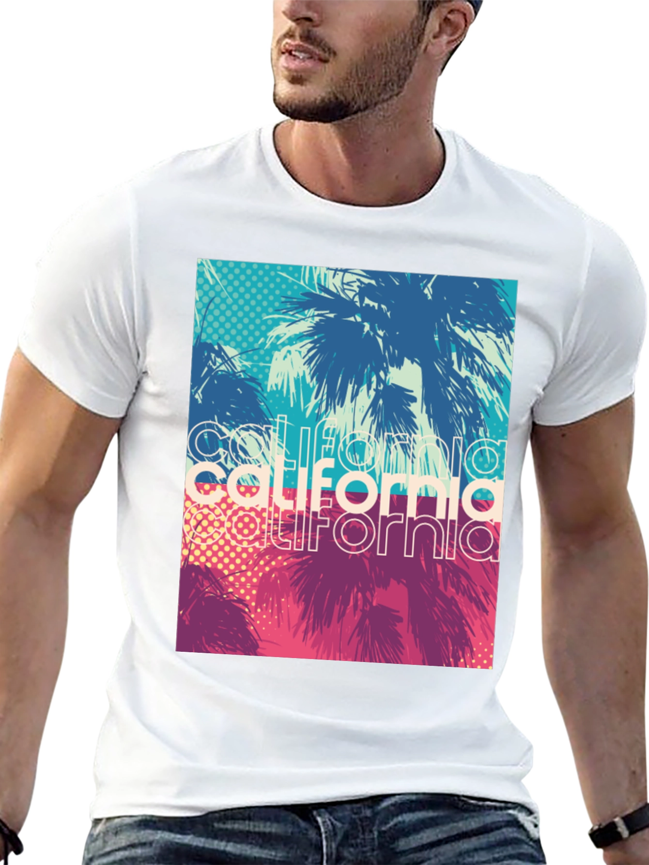 California Palms Graphic Tee - Black Cotton T-Shirt