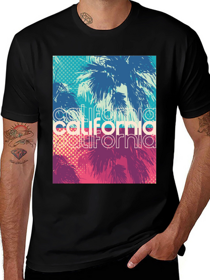 California Palms Graphic Tee - Black Cotton T-Shirt