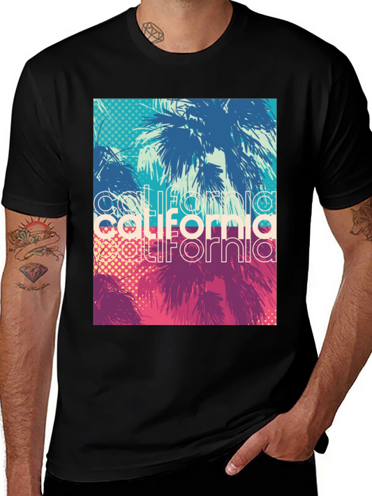 California Palms Graphic Tee - Black Cotton T-Shirt