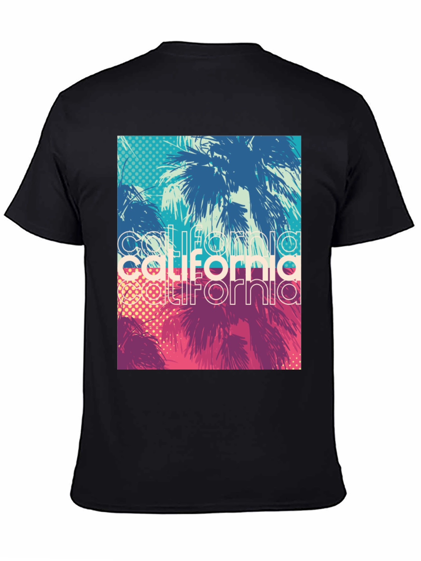 California Palms Graphic Tee - Black Cotton T-Shirt
