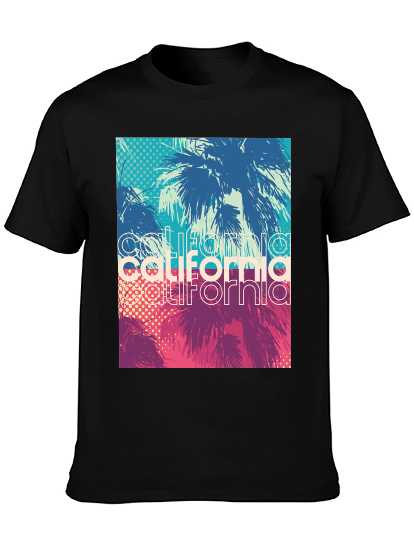 California Palms Graphic Tee - Black Cotton T-Shirt
