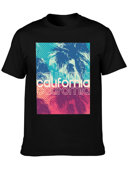 California Palms Graphic Tee - Black Cotton T-Shirt