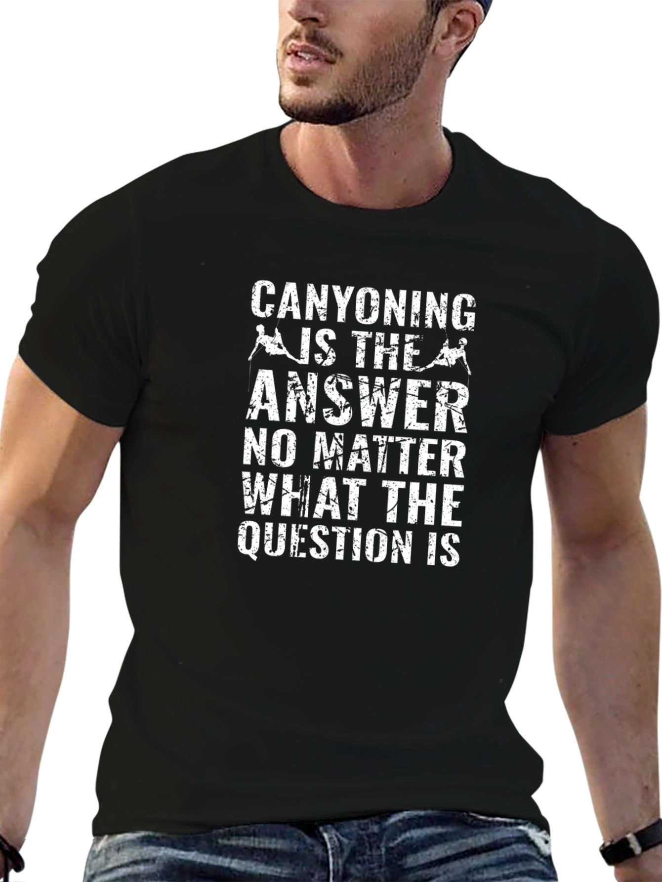 Canyoning Is The Answer Black Graphic T-Shirt
