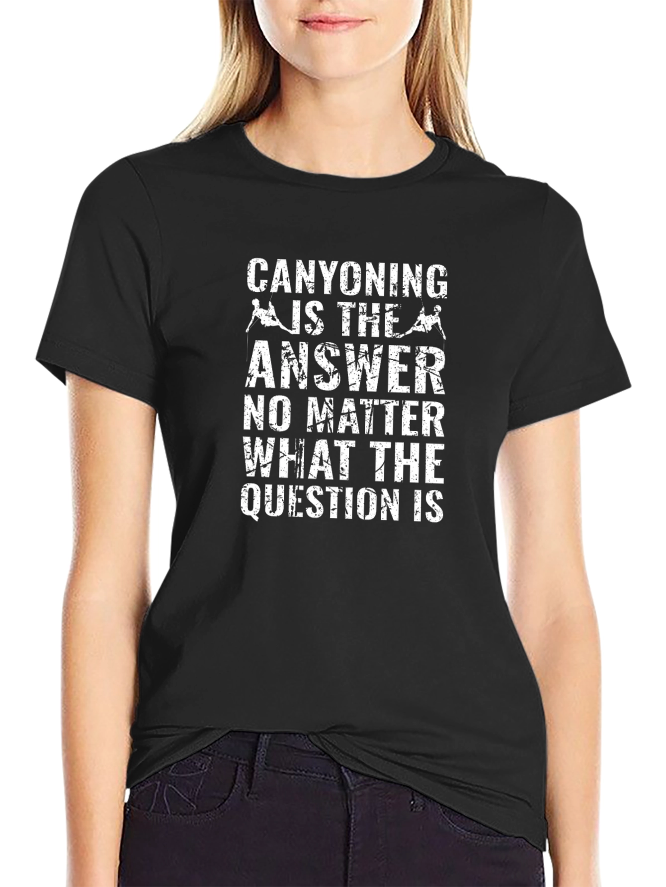 Canyoning Is The Answer Black Graphic T-Shirt