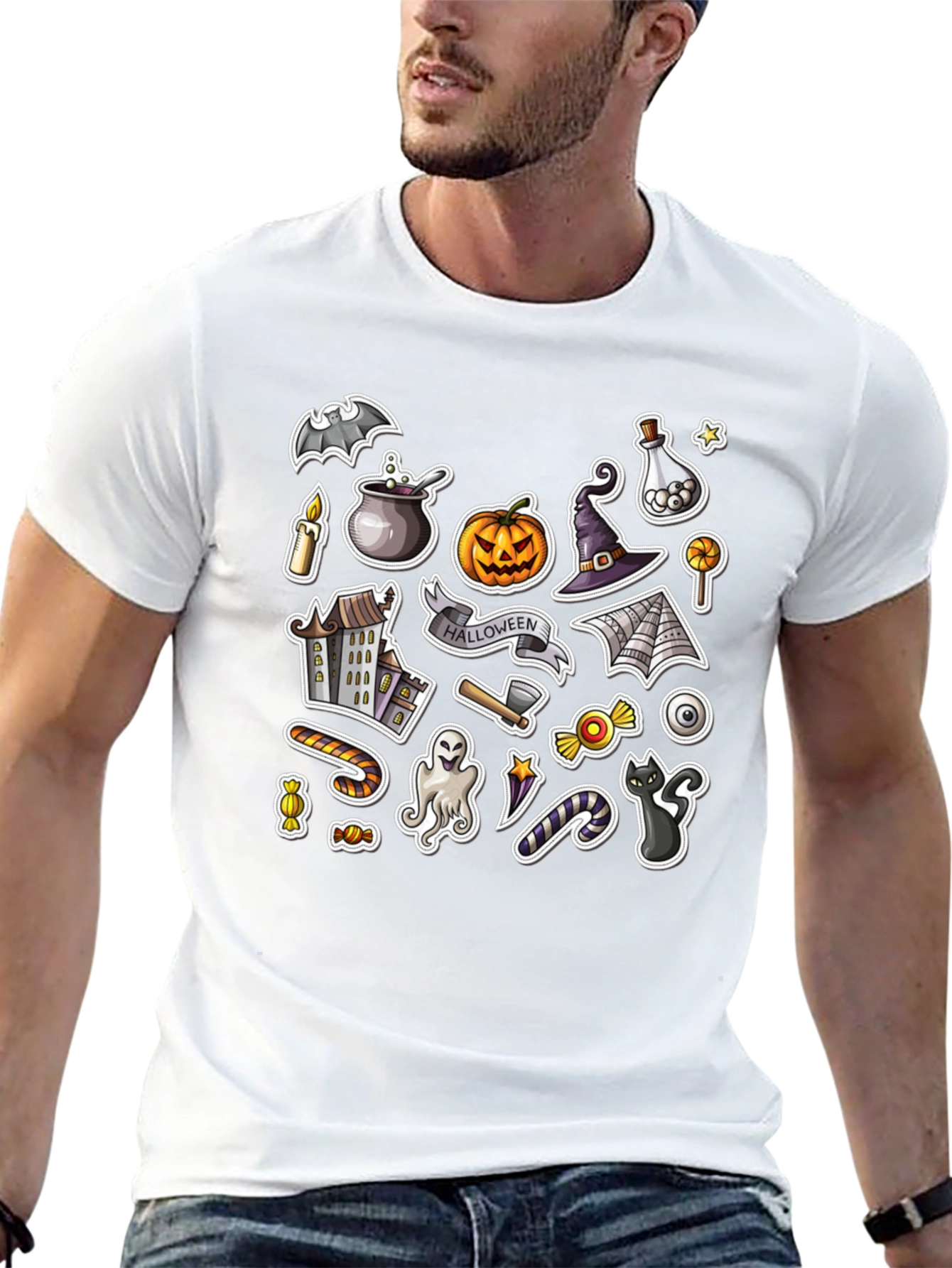 Spooky Halloween Stickers Graphic Tee