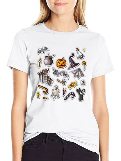 Spooky Halloween Stickers Graphic Tee