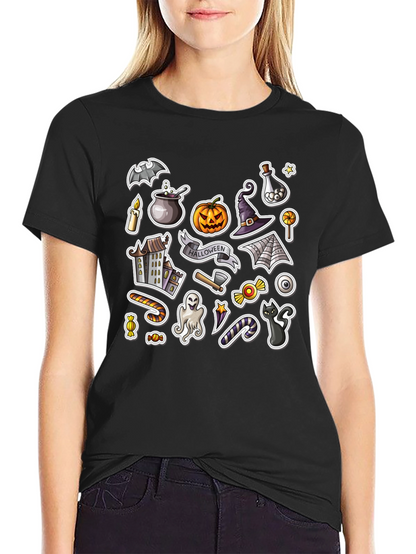 Spooky Halloween Stickers Graphic Tee