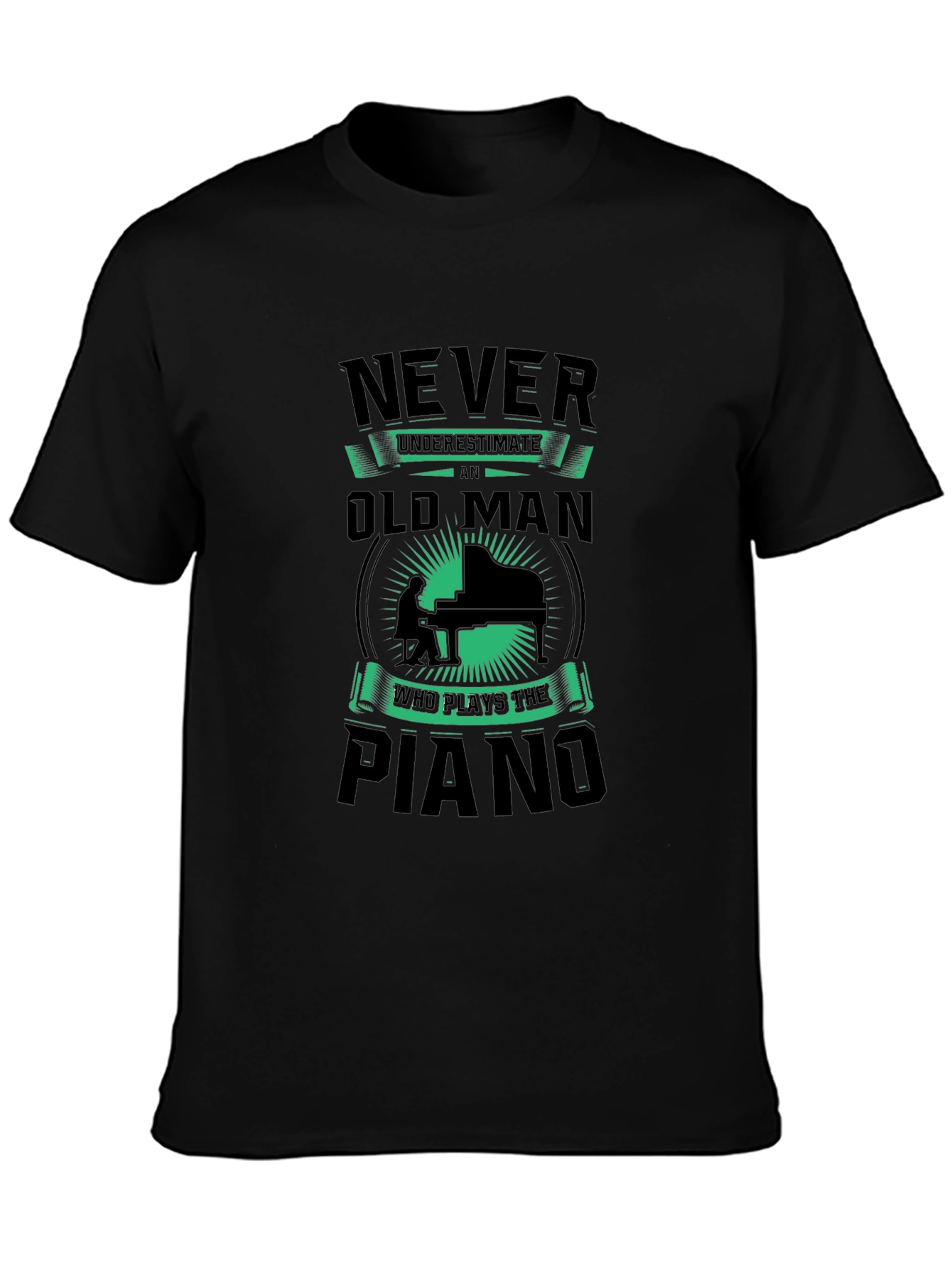 Never Underestimate Old Man Piano T-Shirt
