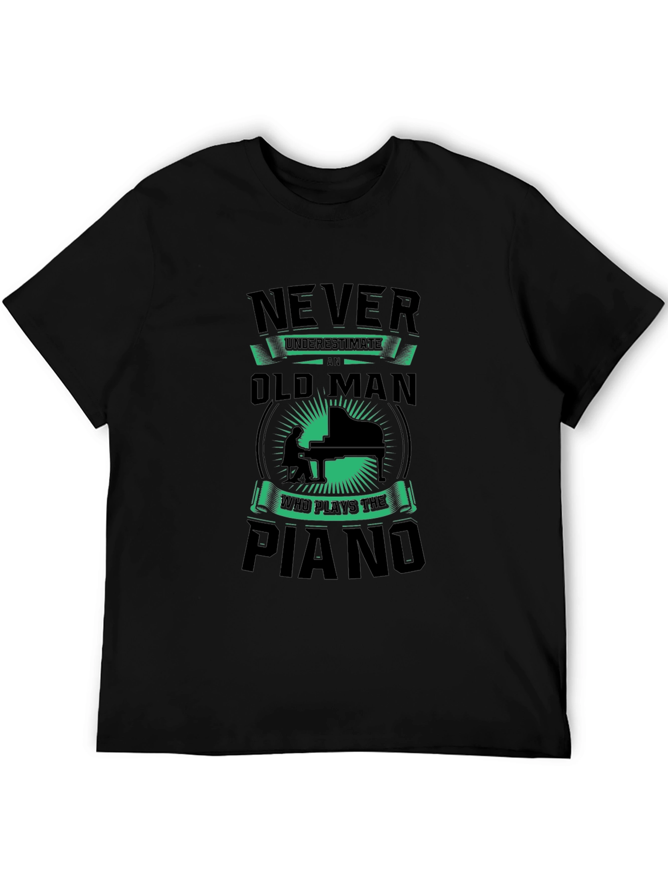 Never Underestimate Old Man Piano T-Shirt