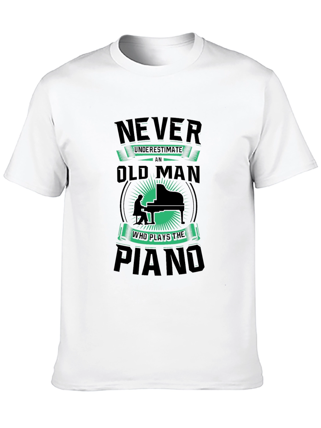Never Underestimate Old Man Piano T-Shirt