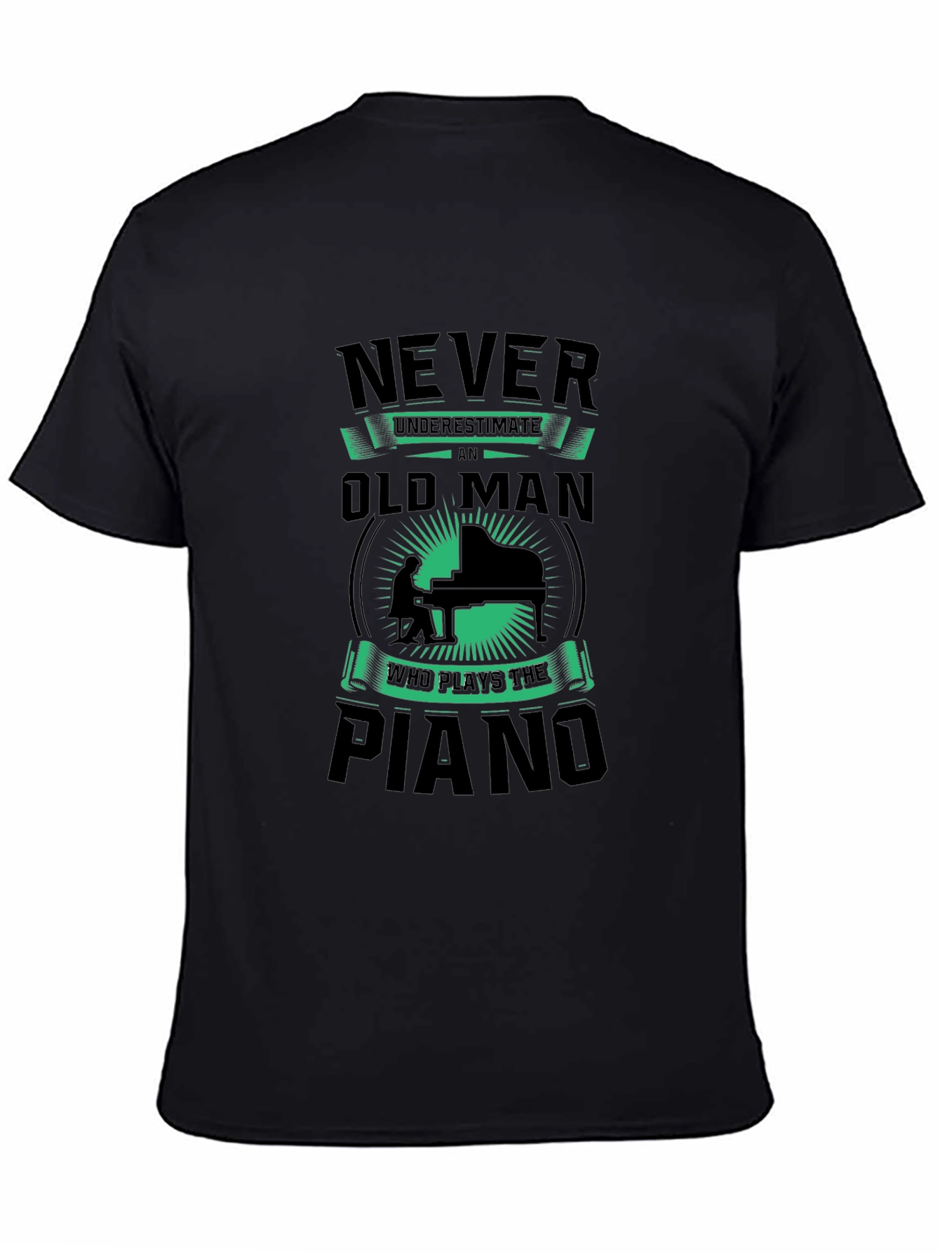 Never Underestimate Old Man Piano T-Shirt