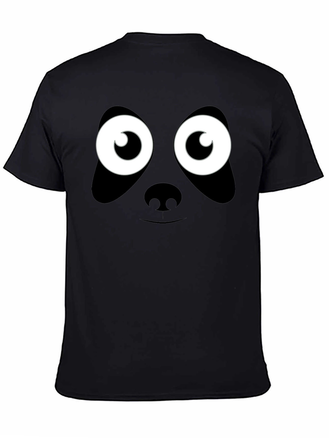 Panda Face Graphic T-Shirt - Black Cotton Tee
