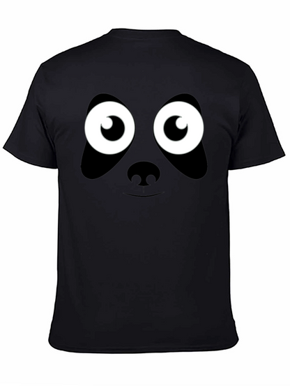 Panda Face Graphic T-Shirt - Black Cotton Tee