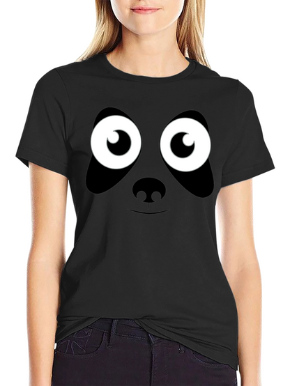 Panda Face Graphic T-Shirt - Black Cotton Tee