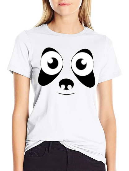 Panda Face Graphic T-Shirt - Black Cotton Tee