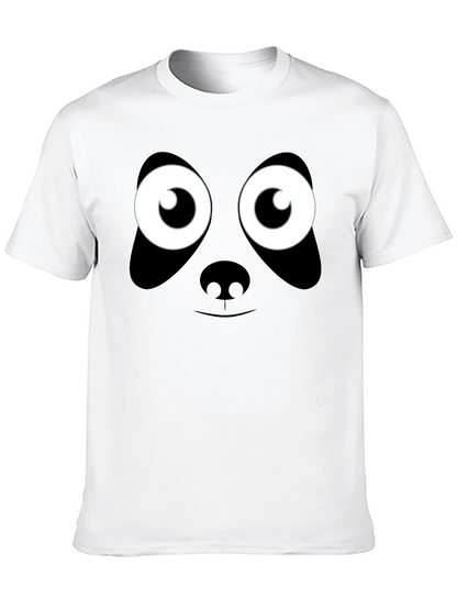 Panda Face Graphic T-Shirt - Black Cotton Tee