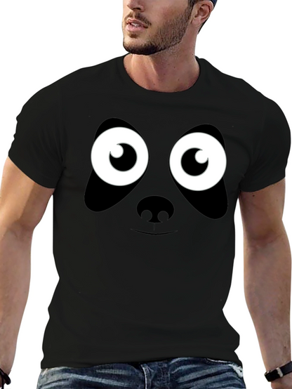 Panda Face Graphic T-Shirt - Black Cotton Tee