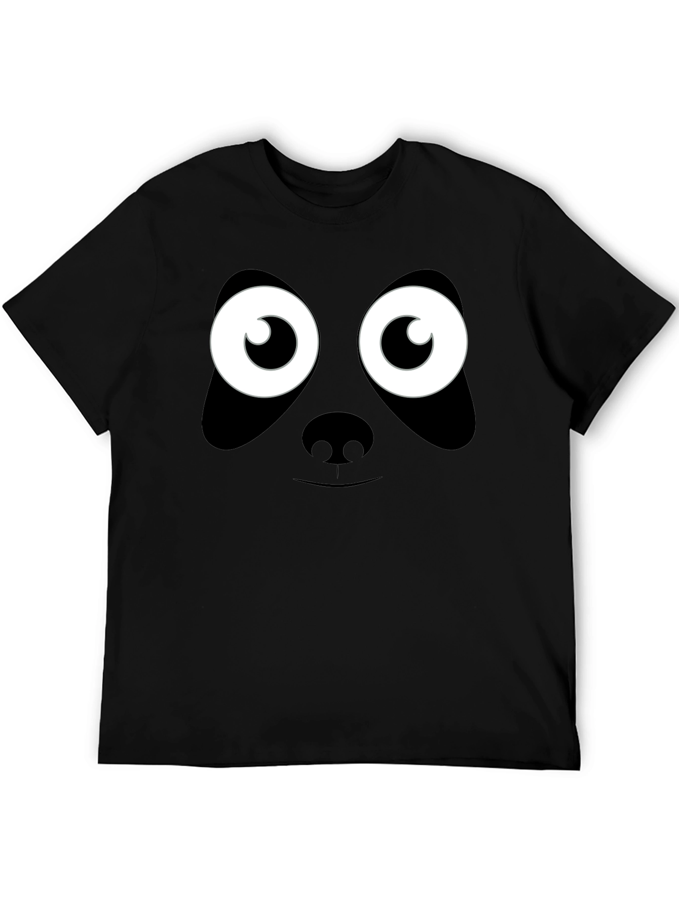 Panda Face Graphic T-Shirt - Black Cotton Tee