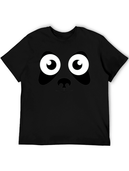 Panda Face Graphic T-Shirt - Black Cotton Tee
