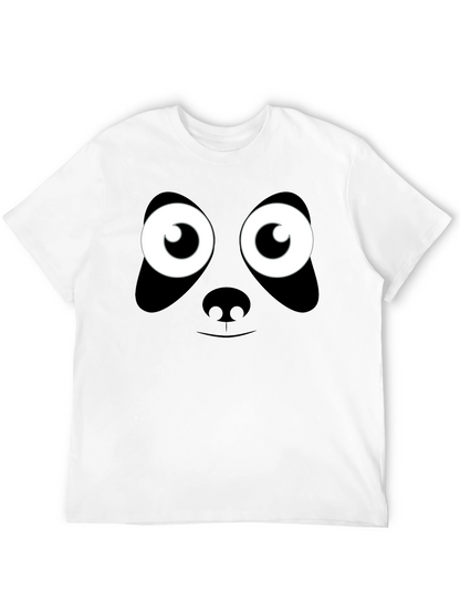Panda Face Graphic T-Shirt - Black Cotton Tee