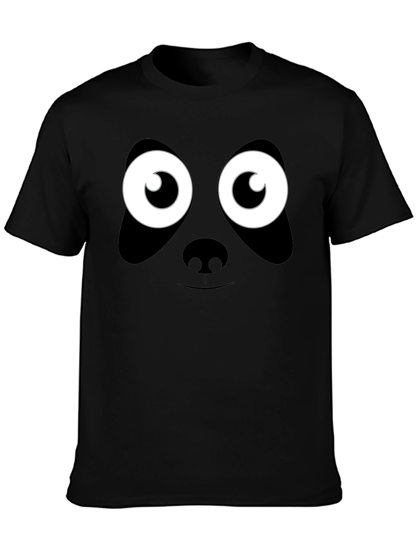Panda Face Graphic T-Shirt - Black Cotton Tee