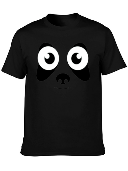 Panda Face Graphic T-Shirt - Black Cotton Tee