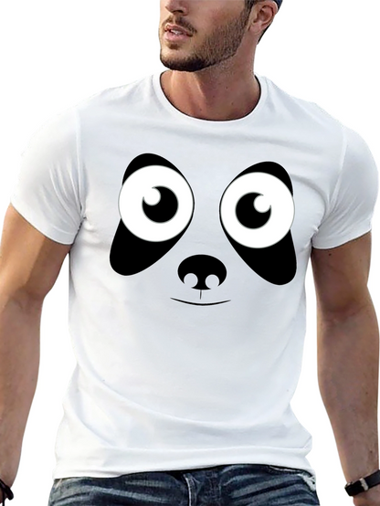 Panda Face Graphic T-Shirt - Black Cotton Tee