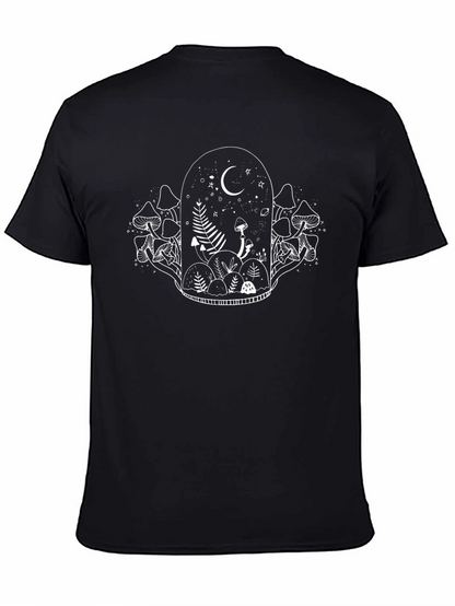 Whimsical Mushroom Terrarium Black T-Shirt