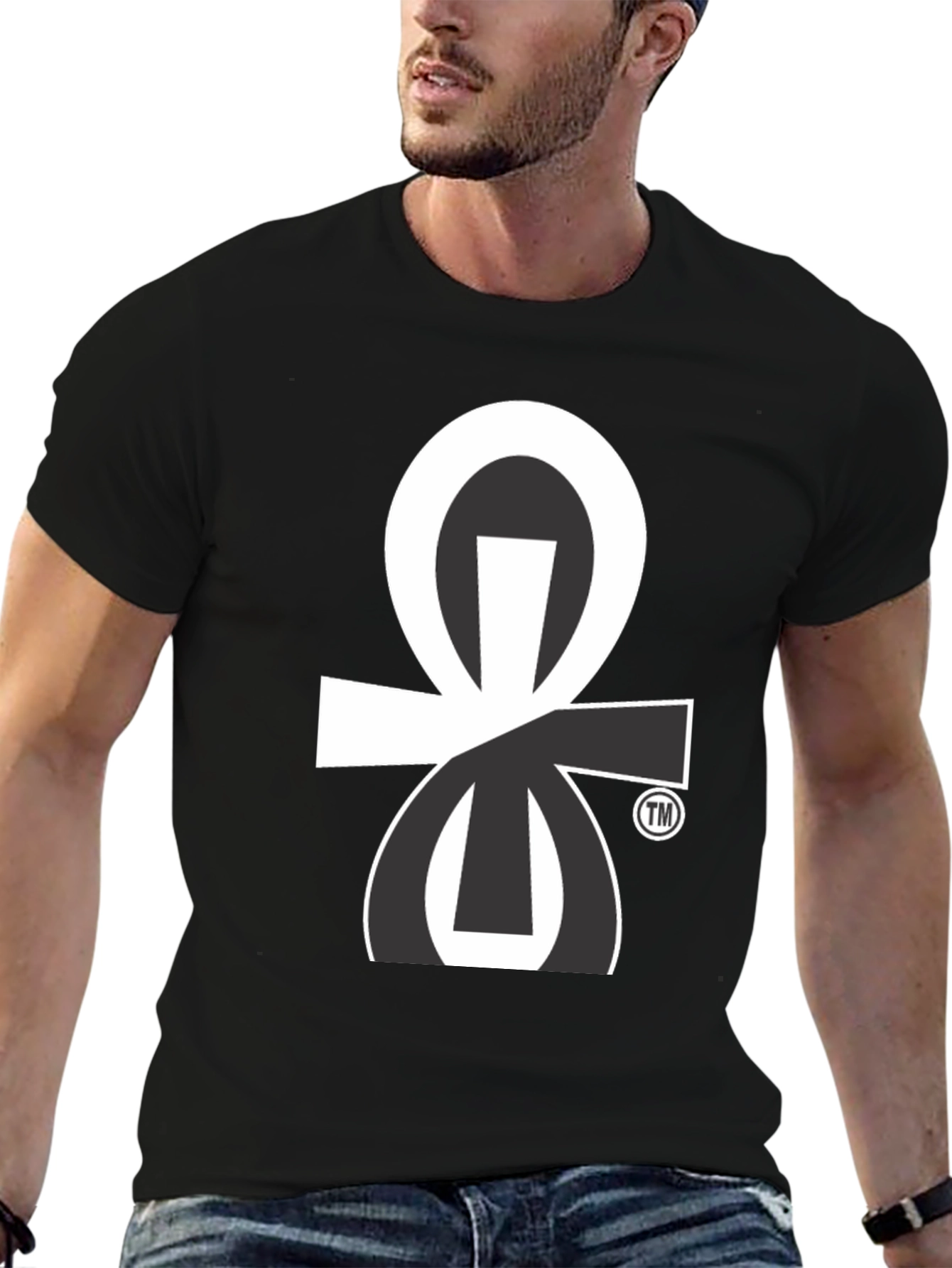 Modern Ankh Graphic Tee - Stylish Black T-Shirt