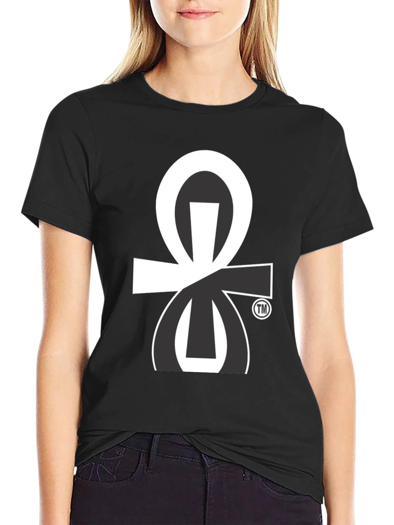 Modern Ankh Graphic Tee - Stylish Black T-Shirt