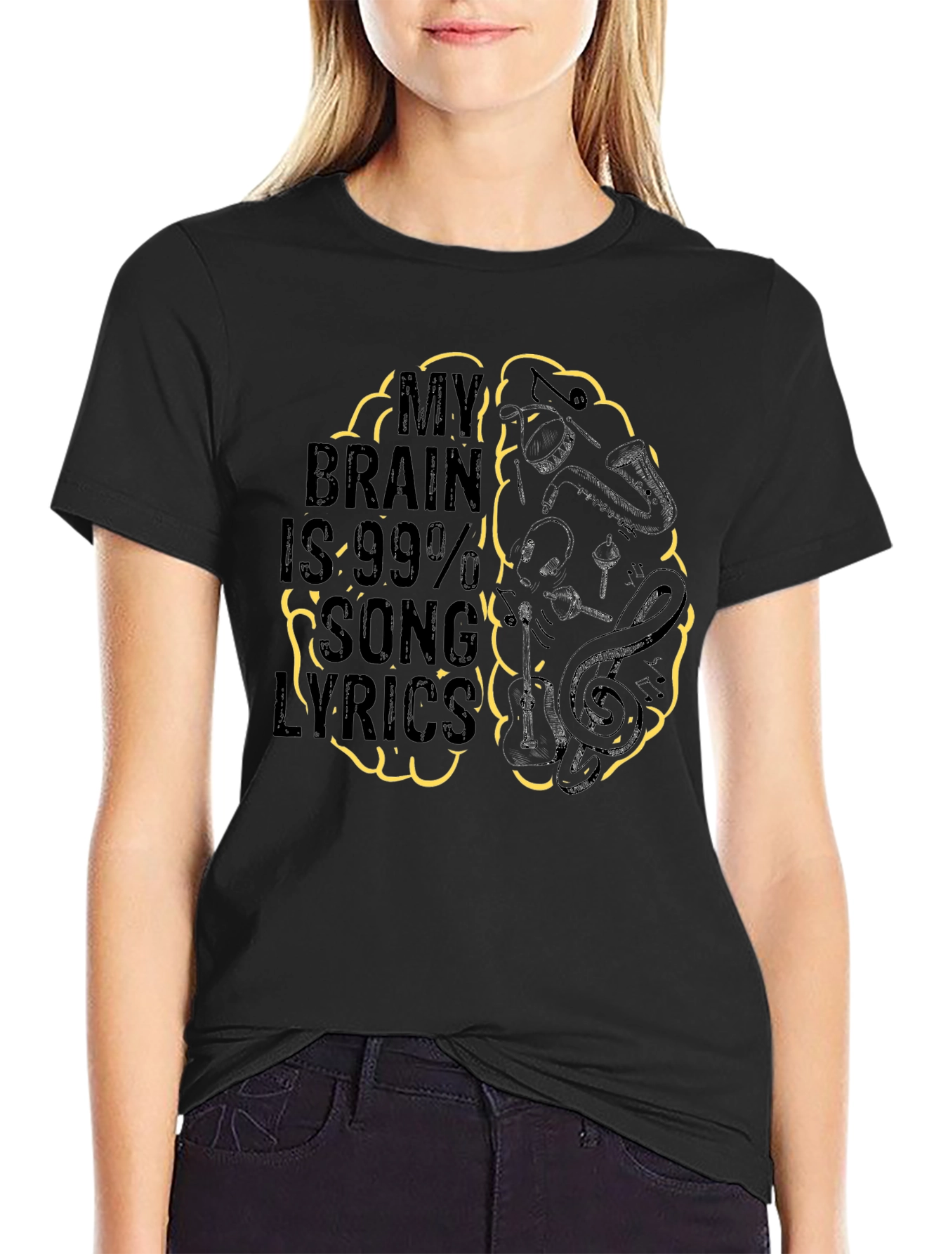Song Lyrics Brain T-Shirt - Music Lover Tee